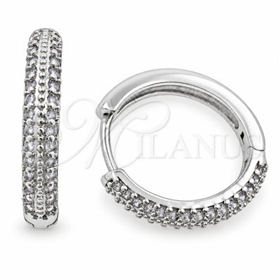 White Gold Filled Huggie Hoop, with White Micro Pave, Polished, Rhodium Finish, 02.195.0440.1.18