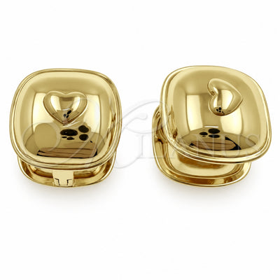 Oro Laminado Huggie Hoop, Gold Filled Style Heart Design, Polished, Golden Finish, 02.195.0450.15