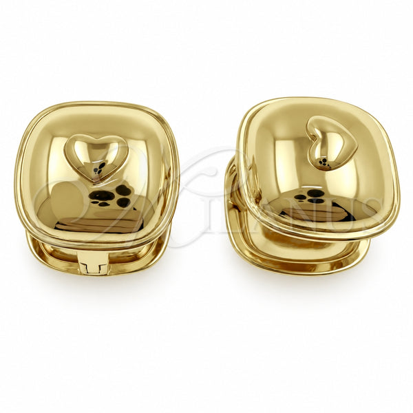 Oro Laminado Huggie Hoop, Gold Filled Style Heart Design, Polished, Golden Finish, 02.195.0450.15