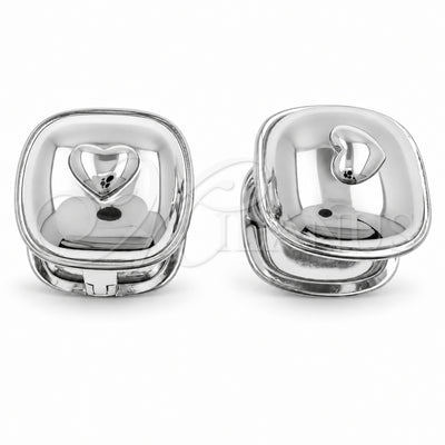 White Gold Filled Huggie Hoop, Heart Design, Polished, Rhodium Finish, 02.195.0450.1.15