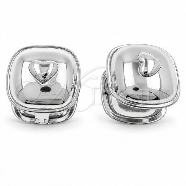 White Gold Filled Huggie Hoop, Heart Design, Polished, Rhodium Finish, 02.195.0450.1.15