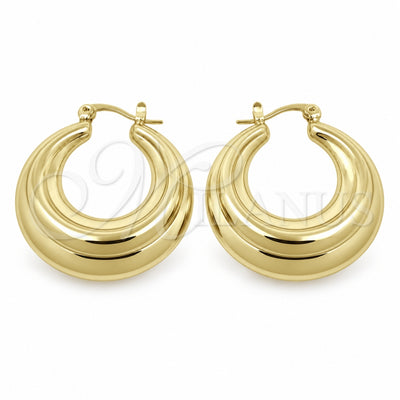 Oro Laminado Medium Hoop, Gold Filled Style Hollow Design, Polished, Golden Finish, 02.195.0453.30