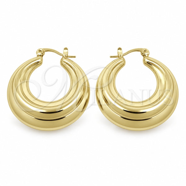 Oro Laminado Medium Hoop, Gold Filled Style Hollow Design, Polished, Golden Finish, 02.195.0453.30