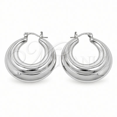 White Gold Filled Medium Hoop, Hollow Design, Polished, Rhodium Finish, 02.195.0453.1.30