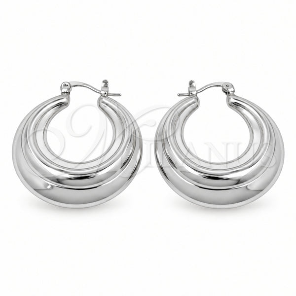 White Gold Filled Medium Hoop, Hollow Design, Polished, Rhodium Finish, 02.195.0453.1.30