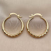 Oro Laminado Medium Hoop, Gold Filled Style Hollow Design, Diamond Cutting Finish, Golden Finish, 02.170.0087.30