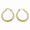 Oro Laminado Medium Hoop, Gold Filled Style Hollow Design, Diamond Cutting Finish, Golden Finish, 02.170.0087.30