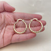 Oro Laminado Medium Hoop, Gold Filled Style Hollow Design, Diamond Cutting Finish, Tricolor, 02.170.0087.1.30