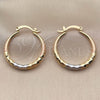 Oro Laminado Medium Hoop, Gold Filled Style Hollow Design, Diamond Cutting Finish, Tricolor, 02.170.0087.1.30