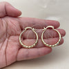Oro Laminado Medium Hoop, Gold Filled Style Hollow Design, Diamond Cutting Finish, Tricolor, 02.170.0629.1.30