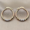 Oro Laminado Medium Hoop, Gold Filled Style Hollow Design, Diamond Cutting Finish, Tricolor, 02.170.0629.1.30