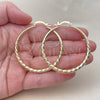 Oro Laminado Large Hoop, Gold Filled Style Hollow Design, Diamond Cutting Finish, Golden Finish, 02.170.0629.50
