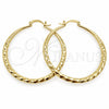 Oro Laminado Large Hoop, Gold Filled Style Hollow Design, Diamond Cutting Finish, Golden Finish, 02.170.0629.50