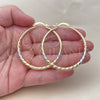 Oro Laminado Large Hoop, Gold Filled Style Hollow Design, Diamond Cutting Finish, Tricolor, 02.170.0629.1.50