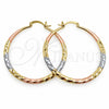 Oro Laminado Large Hoop, Gold Filled Style Hollow Design, Diamond Cutting Finish, Tricolor, 02.170.0629.1.50
