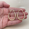 Oro Laminado Medium Hoop, Gold Filled Style Hollow Design, Diamond Cutting Finish, Golden Finish, 02.170.0630.30