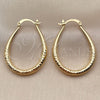 Oro Laminado Medium Hoop, Gold Filled Style Hollow Design, Diamond Cutting Finish, Golden Finish, 02.170.0630.30