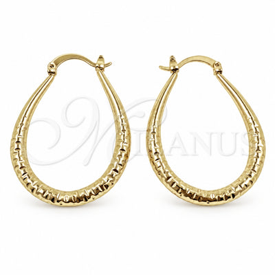 Oro Laminado Medium Hoop, Gold Filled Style Hollow Design, Diamond Cutting Finish, Golden Finish, 02.170.0630.30