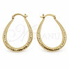 Oro Laminado Medium Hoop, Gold Filled Style Hollow Design, Diamond Cutting Finish, Golden Finish, 02.170.0630.30
