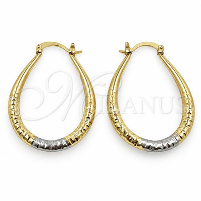 Oro Laminado Medium Hoop, Gold Filled Style Hollow Design, Diamond Cutting Finish, Tricolor, 02.170.0630.1.30