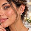 Oro Laminado Stud Earring, Gold Filled Style Cherry Design, with Ivory Pearl and White Cubic Zirconia, Polished, Golden Finish, 02.344.0238