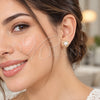 Oro Laminado Stud Earring, Gold Filled Style Flower and Cluster Design, with White Micro Pave and Ivory Pearl, Polished, Golden Finish, 02.344.0181.1