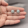 White Gold Filled Stud Earring, Flower Design, with White Cubic Zirconia, Polished, Rhodium Finish, 02.344.0249.2