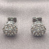 White Gold Filled Stud Earring, Flower Design, with White Cubic Zirconia, Polished, Rhodium Finish, 02.344.0249.2