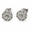 White Gold Filled Stud Earring, Flower Design, with White Cubic Zirconia, Polished, Rhodium Finish, 02.344.0249.2