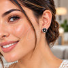 White Gold Filled Stud Earring, Flower Design, with Black and White Cubic Zirconia, Polished, Rhodium Finish, 02.344.0249.4