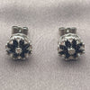 White Gold Filled Stud Earring, Flower Design, with Black and White Cubic Zirconia, Polished, Rhodium Finish, 02.344.0249.4