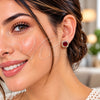 Oro Laminado Stud Earring, Gold Filled Style Cluster Design, with Garnet Cubic Zirconia and White Micro Pave, Polished, Golden Finish, 02.344.0250.1