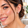 Oro Laminado Stud Earring, Gold Filled Style Cluster Design, with Light Rose Cubic Zirconia and White Micro Pave, Polished, Golden Finish, 02.344.0250.5