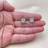 Oro Laminado Stud Earring, Gold Filled Style Cluster Design, with White Cubic Zirconia, Polished, Two Tone, 02.344.0082.7