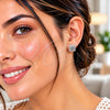 Oro Laminado Stud Earring, Gold Filled Style Cluster Design, with White Cubic Zirconia, Polished, Two Tone, 02.344.0251