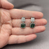 White Gold Filled Stud Earring, with Green and White Cubic Zirconia, Polished, Rhodium Finish, 02.344.0176.4