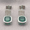 White Gold Filled Stud Earring, with Green and White Cubic Zirconia, Polished, Rhodium Finish, 02.344.0176.4