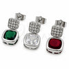 White Gold Filled Stud Earring, with Green and White Cubic Zirconia, Polished, Rhodium Finish, 02.344.0176.4