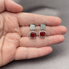 White Gold Filled Stud Earring, with Garnet and White Cubic Zirconia, Polished, Rhodium Finish, 02.344.0176.5