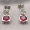 White Gold Filled Stud Earring, with Garnet and White Cubic Zirconia, Polished, Rhodium Finish, 02.344.0176.5