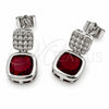 White Gold Filled Stud Earring, with Garnet and White Cubic Zirconia, Polished, Rhodium Finish, 02.344.0176.5