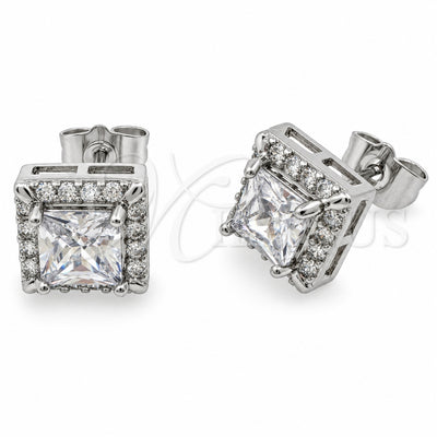 White Gold Filled Stud Earring, Cluster Design, with White Cubic Zirconia, Polished, Rhodium Finish, 02.344.0167.1