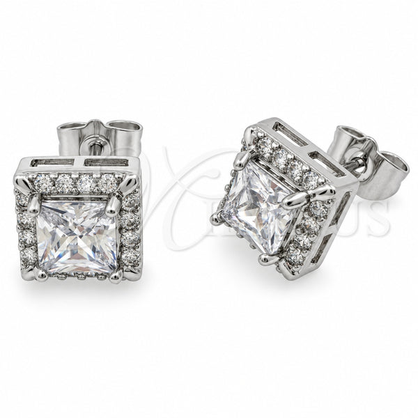 White Gold Filled Stud Earring, Cluster Design, with White Cubic Zirconia, Polished, Rhodium Finish, 02.344.0167.1