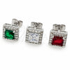 White Gold Filled Stud Earring, Cluster Design, with White Cubic Zirconia, Polished, Rhodium Finish, 02.344.0167.1
