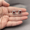 White Gold Filled Stud Earring, Cluster Design, with Garnet and White Cubic Zirconia, Polished, Rhodium Finish, 02.344.0167.2