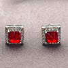 White Gold Filled Stud Earring, Cluster Design, with Garnet and White Cubic Zirconia, Polished, Rhodium Finish, 02.344.0167.2