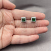 White Gold Filled Stud Earring, Cluster Design, with Green and White Cubic Zirconia, Polished, Rhodium Finish, 02.344.0167.3