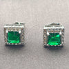 White Gold Filled Stud Earring, Cluster Design, with Green and White Cubic Zirconia, Polished, Rhodium Finish, 02.344.0167.3
