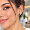 White Gold Filled Stud Earring, Cluster and Greek Key Design, with Green Cubic Zirconia and White Micro Pave, Polished, Rhodium Finish, 02.342.0209.4