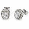 White Gold Filled Stud Earring, Cluster and Greek Key Design, with White Cubic Zirconia and White Micro Pave, Polished, Rhodium Finish, 02.342.0209.5